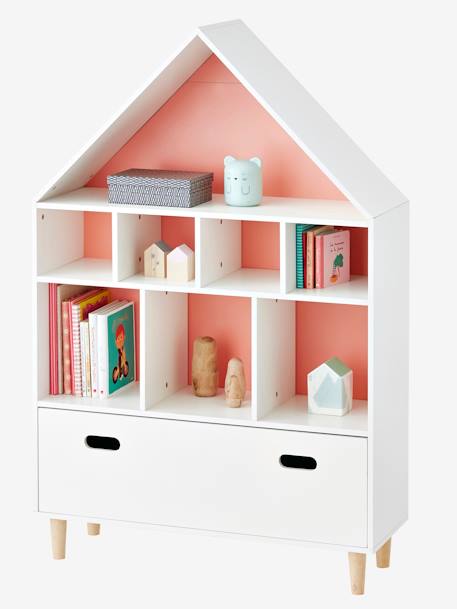 Etagere en forme de maison Blanc/bleu 