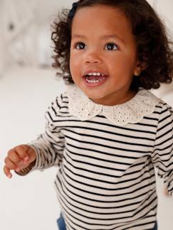 Bébé-T-shirt, sous-pull-T-shirt bébé col brodé manches longues