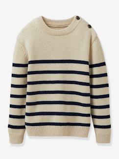 Junge-Pullover, Strickjacke, Sweatshirt-Pullover-Jungen Ringelpullover CYRILLUS