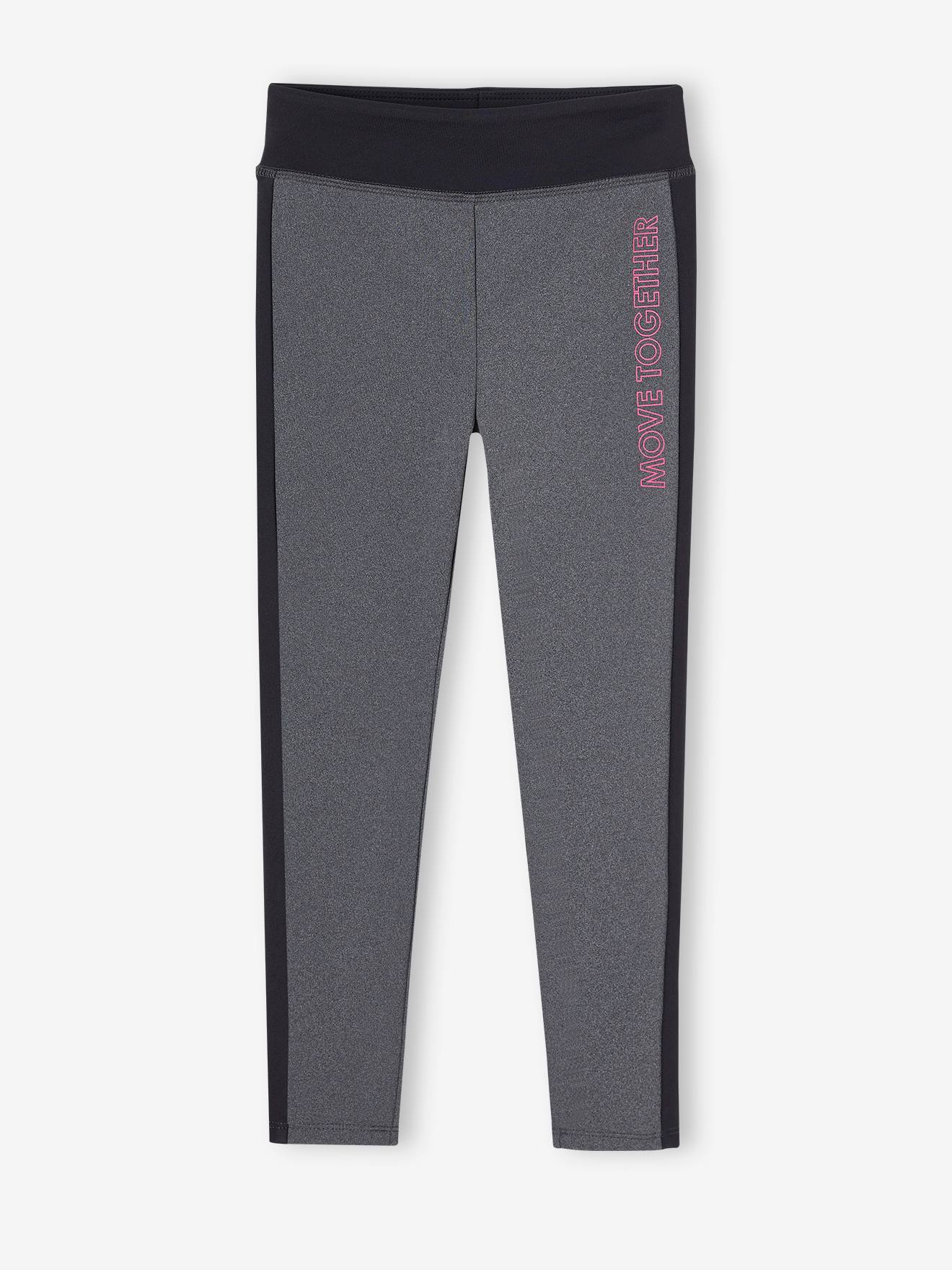 Legging de sport fille bandes c tes gris chin