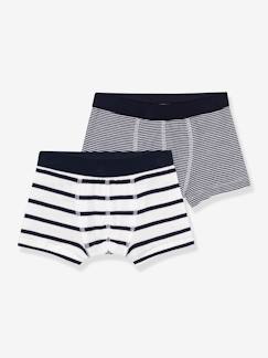 Junge-Unterwäsche-2er-Pack Jungen Boxershorts mit Streifen PETIT BATEAU, Bio-Baumwolle