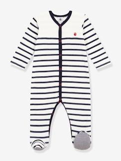 Baby-Strampler, Pyjama, Overall-Baby Samt-Strampler mit Streifen PETIT BATEAU