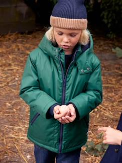 Garçon-Manteau, veste-Parka à capuche doublée polaire garçon