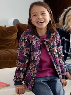 Fille-Manteau, veste-Blouson matelassé style bomber motifs fleurs fille