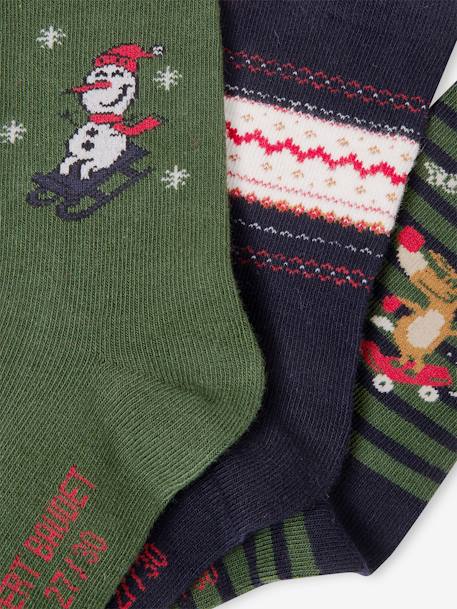 Coffret de 3 paires de mi-chaussettes Noël garçon vert sapin 