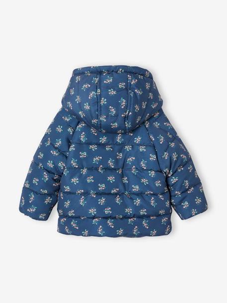 Gefütterte Baby Steppjacke, Wickelform, Recycling-Polyester dunkelblau+kupfer+zartrosa 