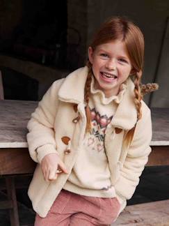 Mädchen Teddyfleece-Mantel mit Knebelverschluss, Wattierung Recycling-Polyester