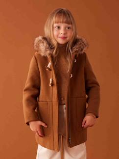 Mädchen-Mantel, Jacke-Mantel, Parka, Blouson-Mädchen Dufflecoat mit Kapuze & Knebelknöpfen