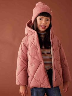 Mädchen-Mantel, Jacke-Daunenjacke-Mädchen Kapuzen-Steppjacke mit Teddyfleece-Futter, Wattierung Recycling-Polyester