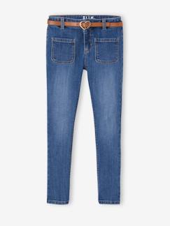 Mädchen-Jeans-Die UNVERWÜSTLICHE, robuste Mädchen Jeans, Slim-Fit mit Gürtel, Bundweite verstellbar