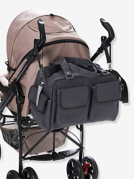 Wickeltasche mit vielen Fächern ANTHRAZIT+Dunkelgrün 