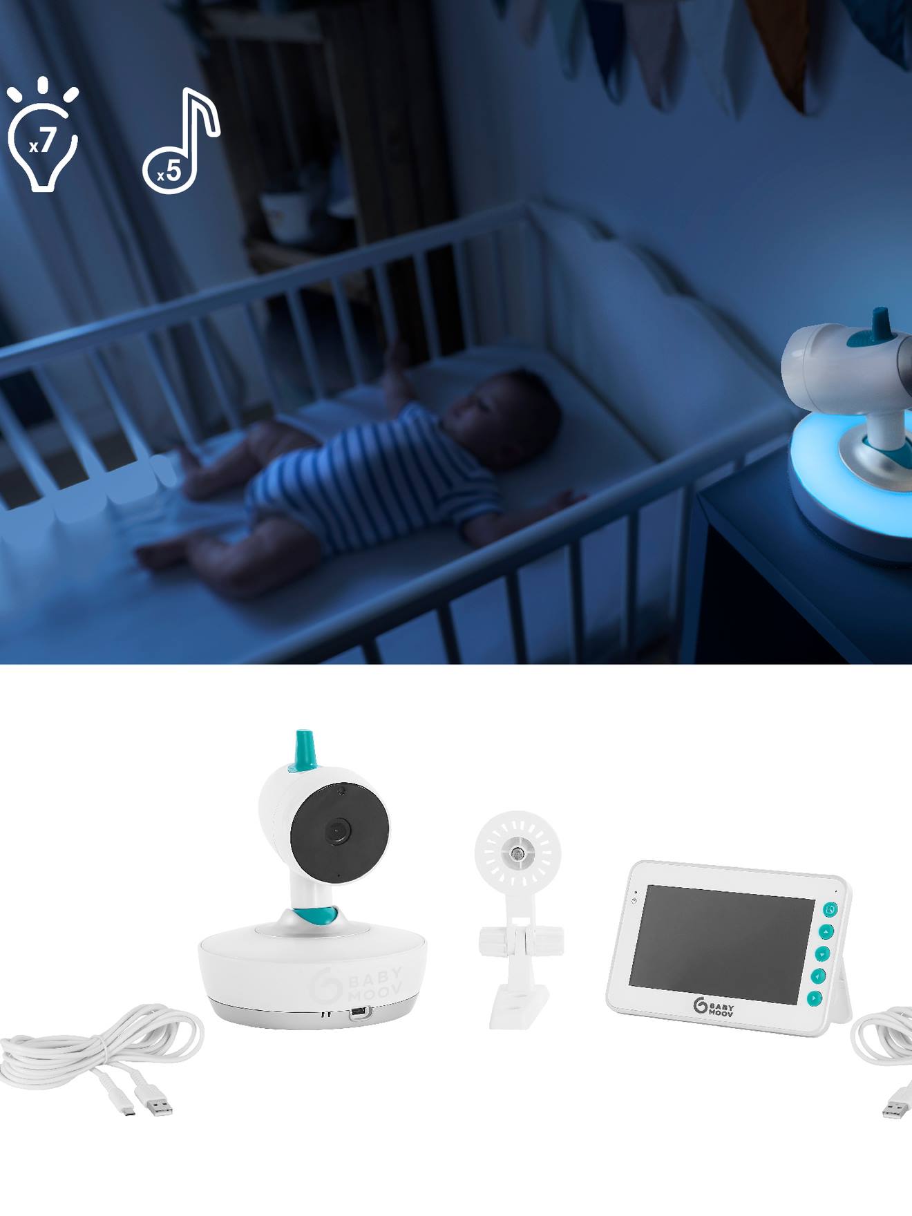Babymoov Camera Additionnelle Motorisee Orientable a 360? pour Babyphone  Video Yoo Moov