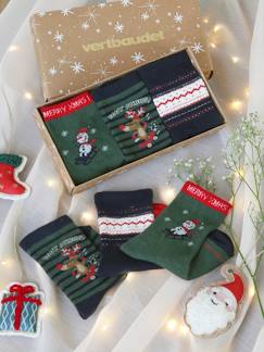 Garçon-Sous-vêtement-Coffret de 3 paires de mi-chaussettes Noël garçon