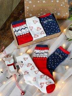 -Coffret de Noël Santa Socks fille lot de 3 paires de mi-chaussettes