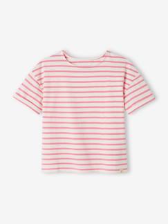 Mädchen-T-Shirt, Unterziehpulli-Geringeltes Mädchen T-Shirt mit Recycling-Baumwolle