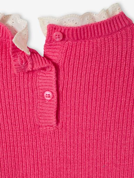 Weiter Mädchen Pullover mit Kragen bonbon rosa+himmelblau+puderbeige+rayé marine+rosa 