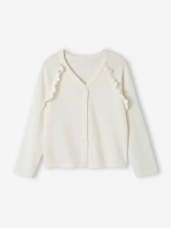 Fille-Pull, gilet, sweat-Gilet-Gilet fille à volants cérémonie