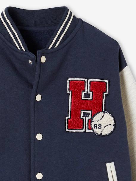 Sweat garçon molleton style teddy badge en bouclettes. anthracite+marine+vert sapin 