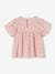 Blouse en gaze de coton bio fille manches papillon écru+rose 