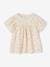 Blouse en gaze de coton bio fille manches papillon écru+rose 