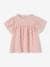 Blouse en gaze de coton bio fille manches papillon écru+rose 