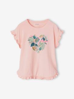 Mädchen-Mädchen T-Shirt mit Pailletten-Print und Volants