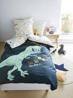 Linge de maison et décoration-Linge de lit enfant-Parure réversible fourre de duvet + taie d'oreiller enfant DINORAMA
