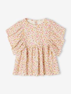 Fille-Tee-shirt blouse motifs fleurs fille