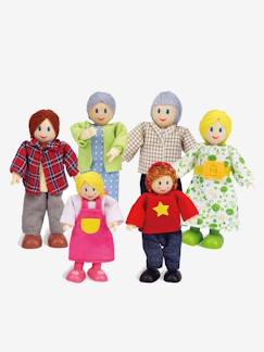 Spielzeug-Fantasiespiele-Figuren, Miniwelten, Helden und Tiere-HAPE Puppenfamilie, 6 Puppen