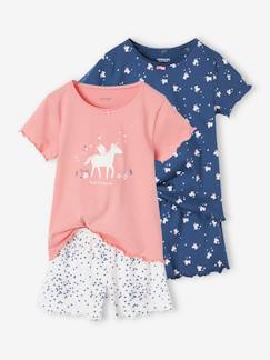 Mädchen-Pyjama, Overall-2er-Pack kurze Mädchen Schlafanzüge Oeko-Tex