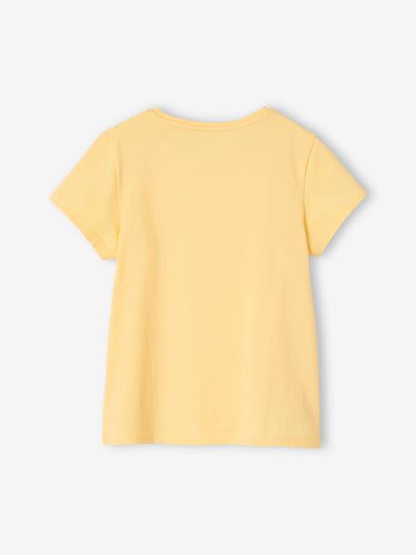 Lot de 3 T-shirts assortis fille détails irisés framboise+jaune pastel+lot camel+lot encre+marine+vert sauge 