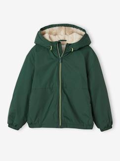 Junge-Mantel, Jacke-Jungen Anorak mit Teddyfleece-Futter