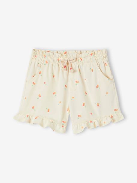 Short à volant fille bleu+écru+marine 