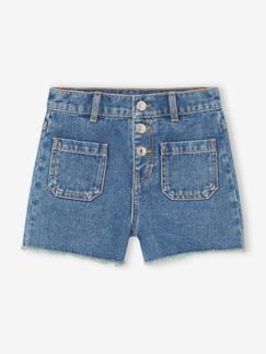 Fille-Short-Short en jean fille bas effiloché