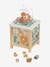 Grand cube d'activités en bois FSC® Beige LOVELY FARM+bleu+rose+rose+vert 