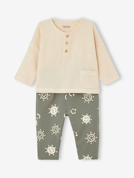 Baby-Set: Shirt & Sweathose betongrau+khaki 