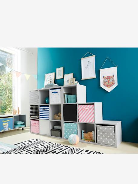 Meuble de rangement 6 cases Blanc+Gris 