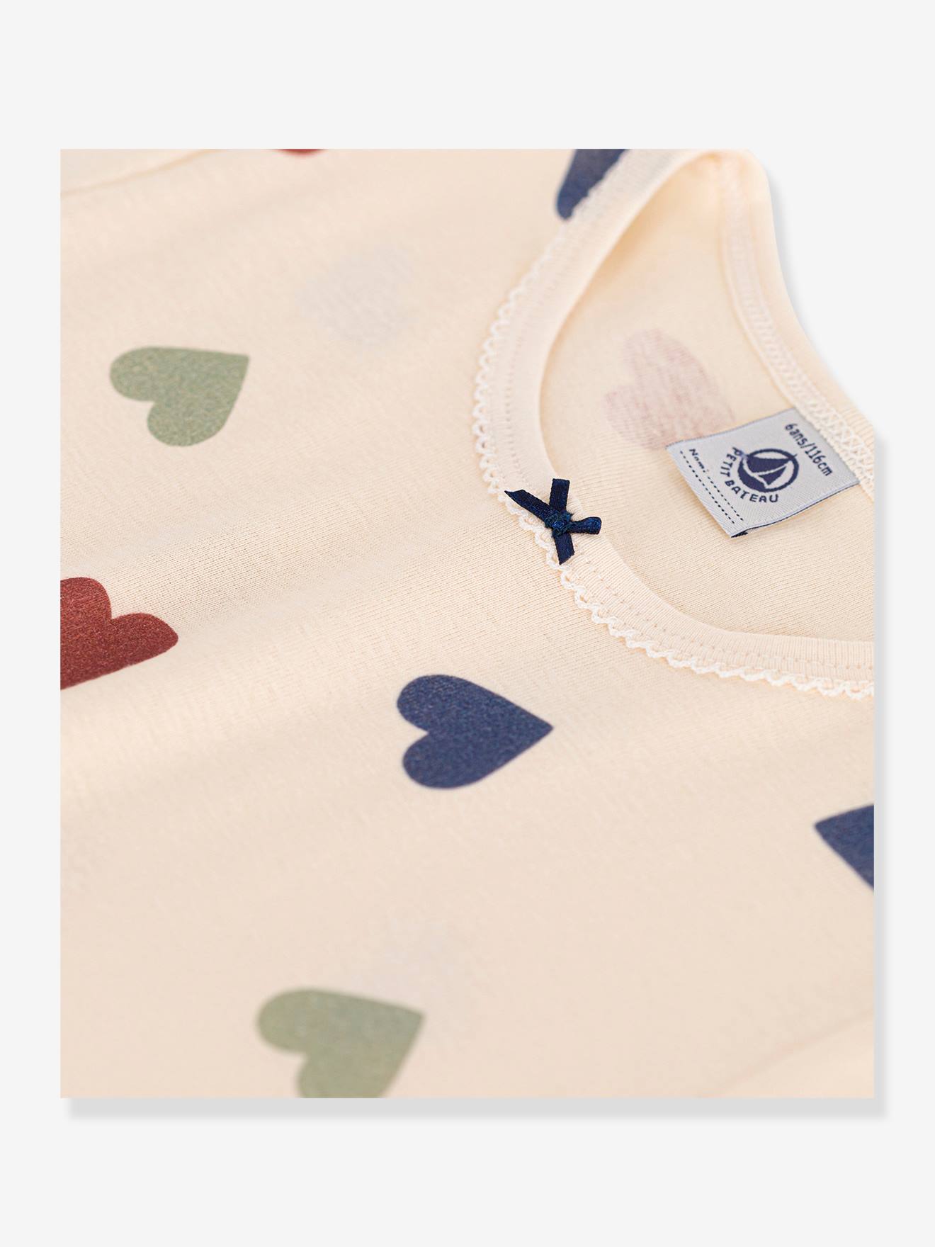 Pyjama Fille Petit Bateau - Velours Doux Imprimé Cœurs - Taille élastique - Manches Longues