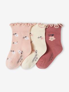 Bébé-Lot de 3 paires de chaussettes "fleurs" bébé fille