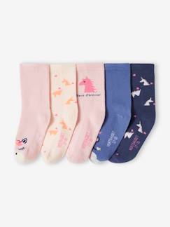 Mädchen-Unterwäsche-Socken-5er-Pack Mädchen Socken mit Einhorn und Herzen Oeko-Tex
