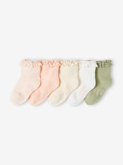 Bébé-Chaussettes, Collants-Lot de 5 paires de mi-chaussette bébé fille