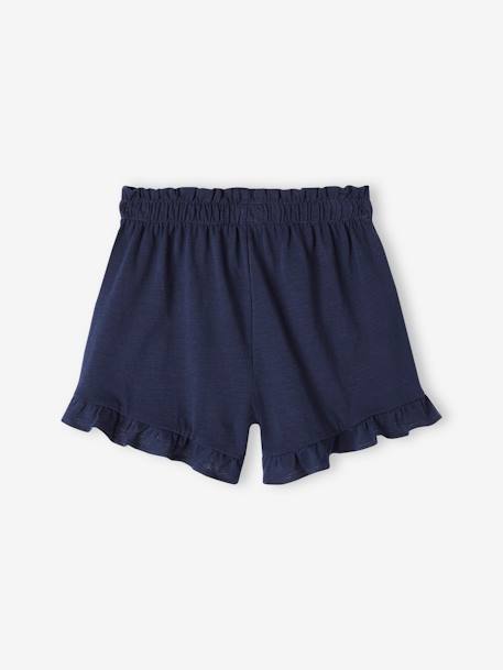 Short à volant fille bleu+écru+marine 