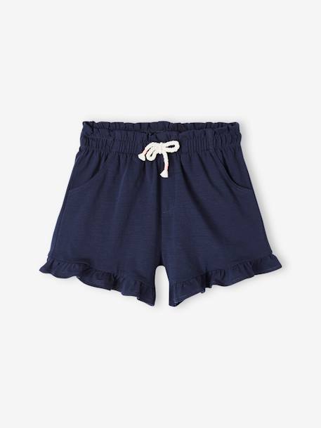 Short à volant fille bleu+écru+marine 