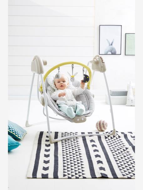 Balancelle avec arche de jeux Babyswing VERTBAUDET Beige+BLEU FONCE+Gris 