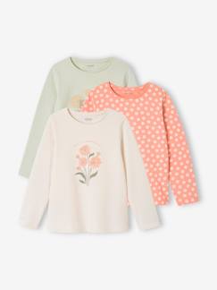 Fille-T-shirt, sous-pull-Lot de 3 tee-shirts fille manches longues