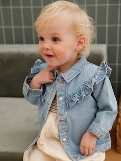 Baby-Mantel, Overall, Ausfahrsack-Baby Jeansjacke mit Volants Oeko-Tex