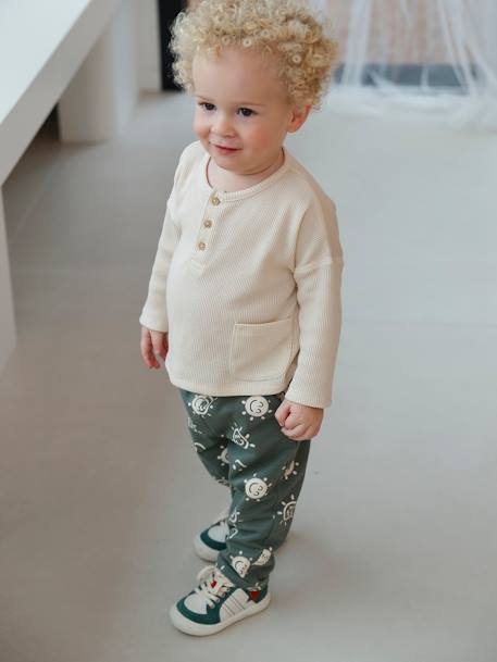 Baby-Set: Shirt & Sweathose betongrau+khaki 