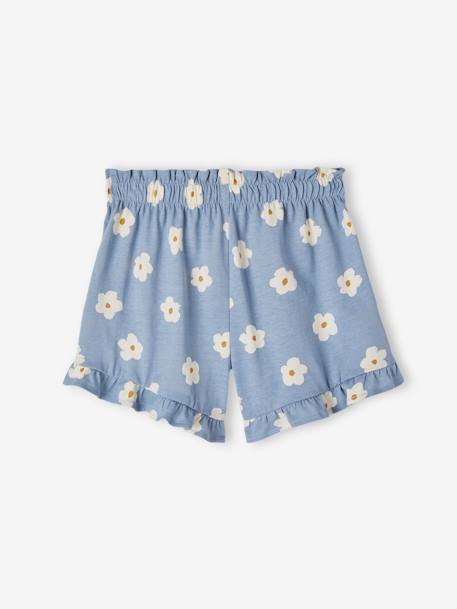 Short à volant fille bleu+écru+marine 