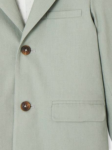 Veste de cérémonie garçon en coton/lin beige clair+bleu+marine foncé+vert sauge 