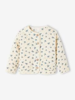 Fille-Manteau, veste-Veste-Veste à fleurs en gaze de coton matelassée fille